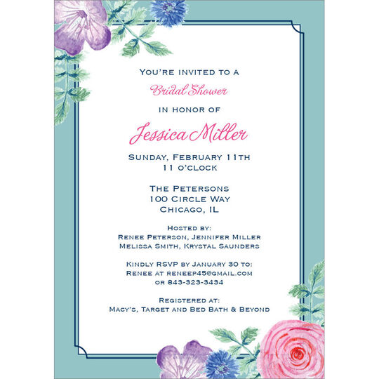 Lagoon Vintage Flower Invitations